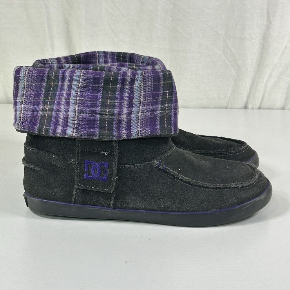 DC Shoes Gray Suede Purple Plaid Skateboarding Bootie Women’s Twilight Size 7